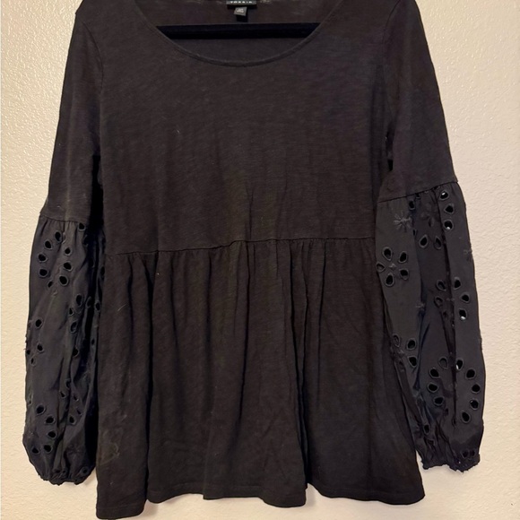 Torrid Black Blouse with Eyelet Sleeves - Picture 1 of 4